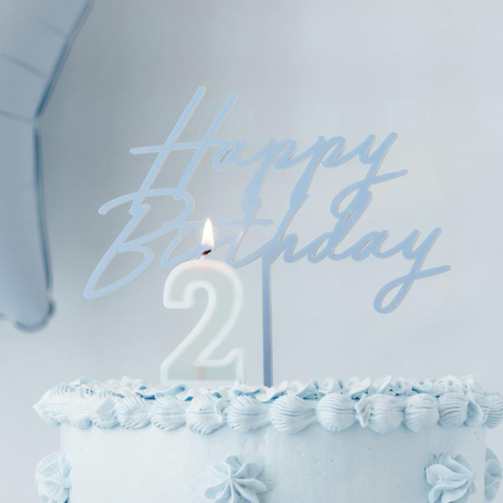 Pastel Minty Blue 0 Birthday Cake Candle - Light Mint Cake Decoration - Light Green Birthday Party Decor-Decades Candle-10th Birthday Candle - Jolie Fete UK
