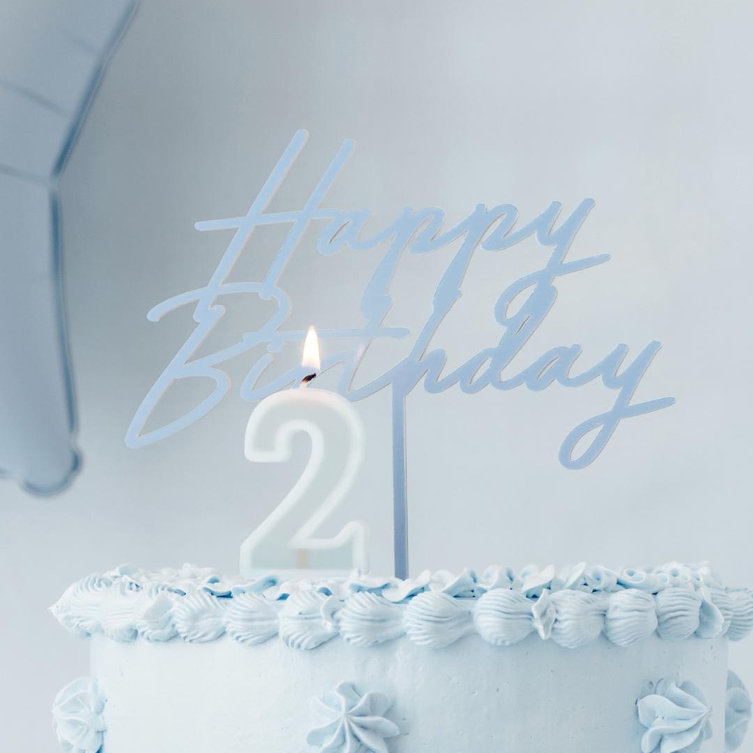 Pastel Minty Blue 1 Birthday Cake Candle - Mint Cake Decoration - Light Green Birthday Party Decor - 1st Birthday Candle - Jolie Fete UK