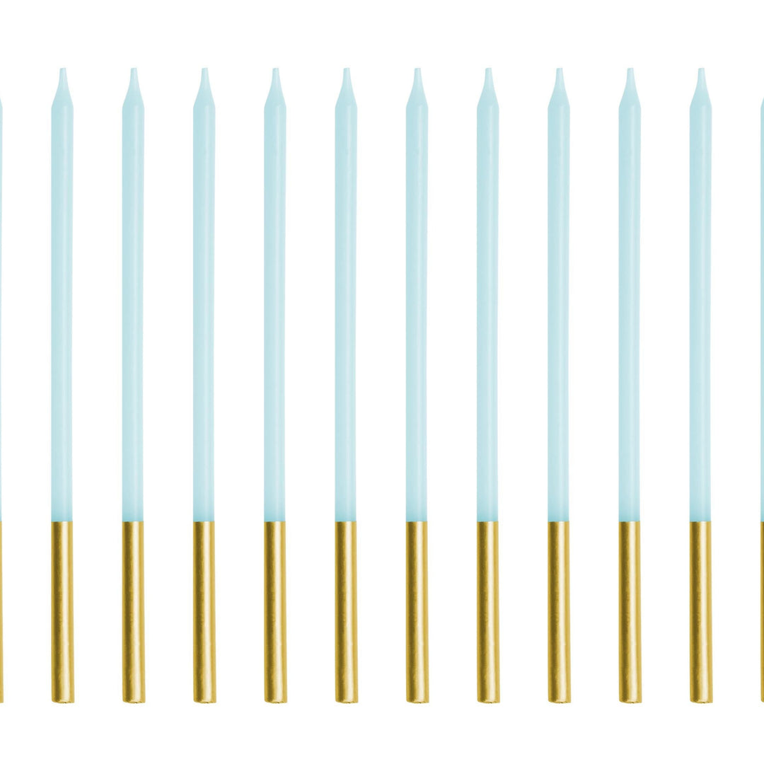 Light Blue Candles - Plain Pastel Blue Cake Candles - Straight Candles - Blue Party Decorations - Birthday Cake Candles - 14cm - Pack Of 12 - Jolie Fete UK