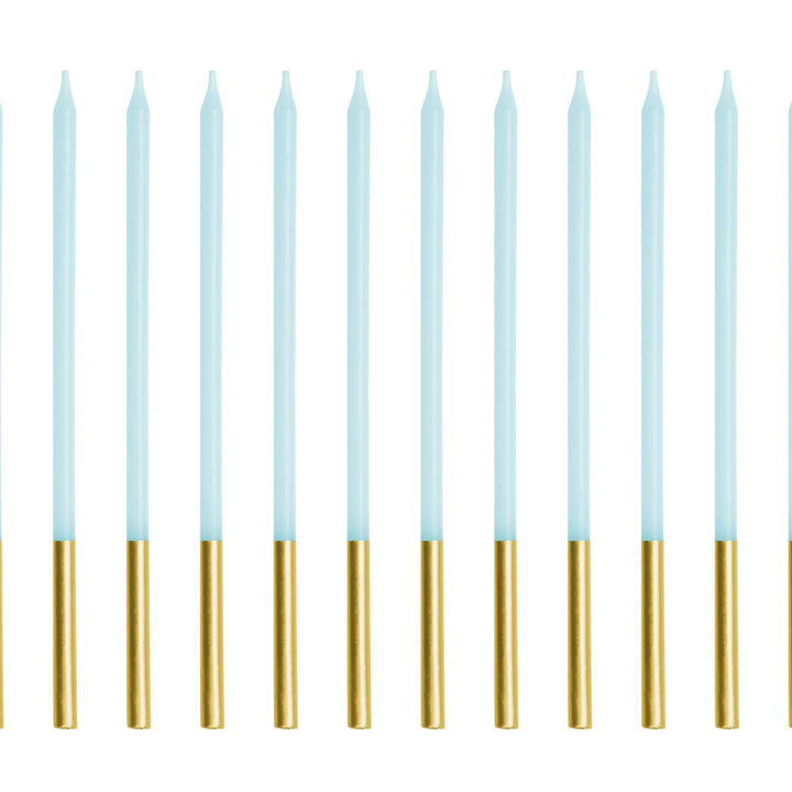 Light Blue Candles - Plain Pastel Blue Cake Candles - Straight Candles - Blue Party Decorations - Birthday Cake Candles - 14cm - Pack Of 12 - Jolie Fete UK