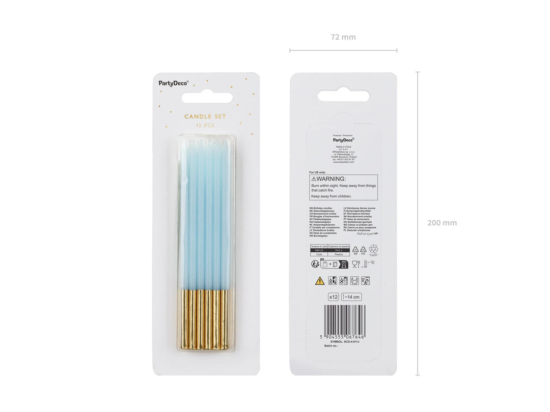 Light Blue Candles - Plain Pastel Blue Cake Candles - Straight Candles - Blue Party Decorations - Birthday Cake Candles - 14cm - Pack Of 12 - Jolie Fete UK