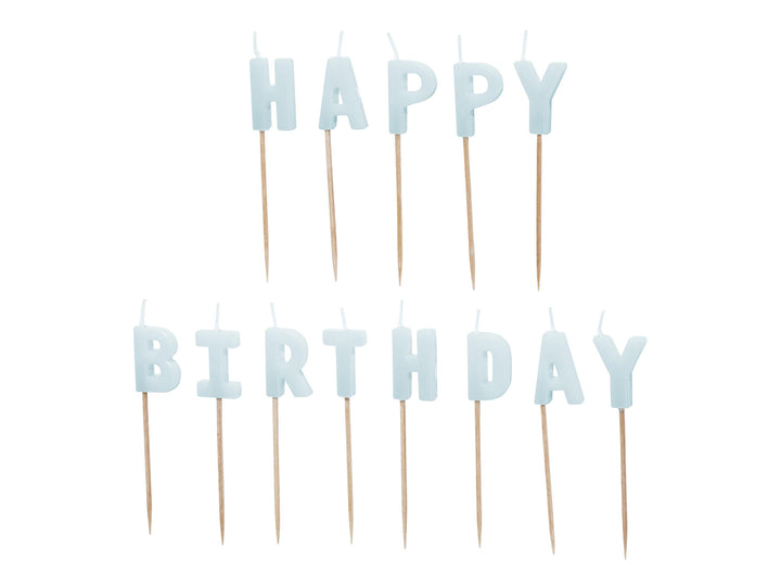 Pastel Blue Happy Birthday Cake Candles - Baby Blue Cake Decorations - Light Blue Birthday Party Decor - Jolie Fete UK