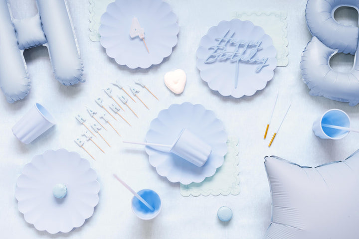 Pastel Blue Napkins - Baby Blue Party Paper Napkins - Light Blue Birthday Party Tableware - Scallop Edge Design - Pack Of 12 - Jolie Fete UK