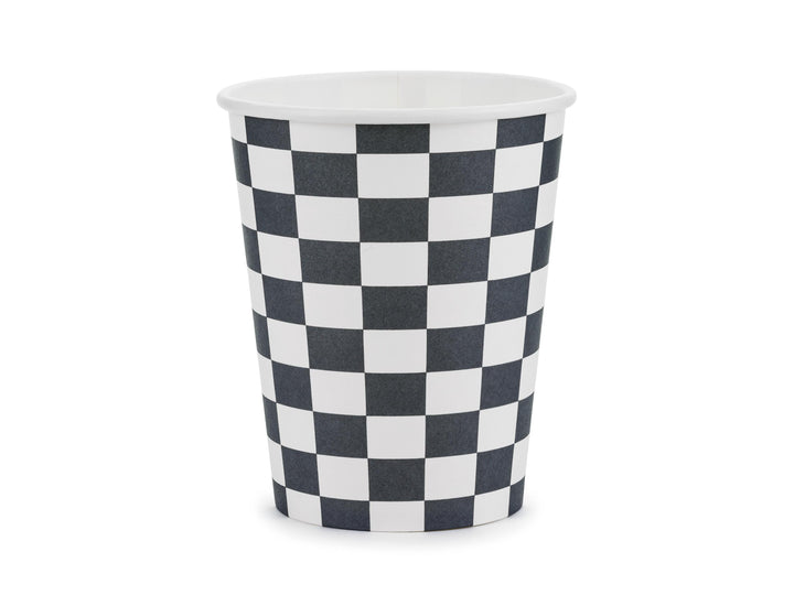 Racing Car Cups - Checkered Flag Paper Party Cups - Racing Car Party - F1 Theme - Kids Birthday Party Supplies - Pack Of 6 - Jolie Fete UK