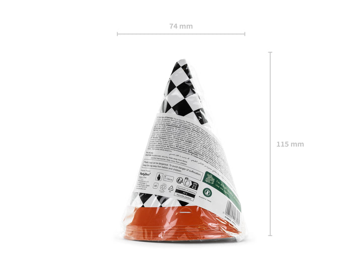 Racing Car Party Hats - Racing Car Birthday Party Chequered Flag Hats - Racing Car Party - F1 Theme - Kids Birthday Party Supplies-Pack Of 6 - Jolie Fete UK