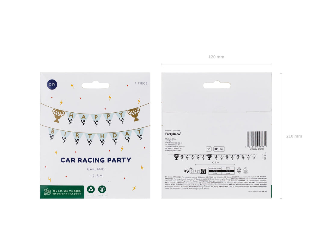 Happy Birthday Banner - Racing Car Birthday Party Bunting - Birthday Decorations - Racing Car Party - F1 Theme -Kids Birthday Party Supplies - Jolie Fete UK