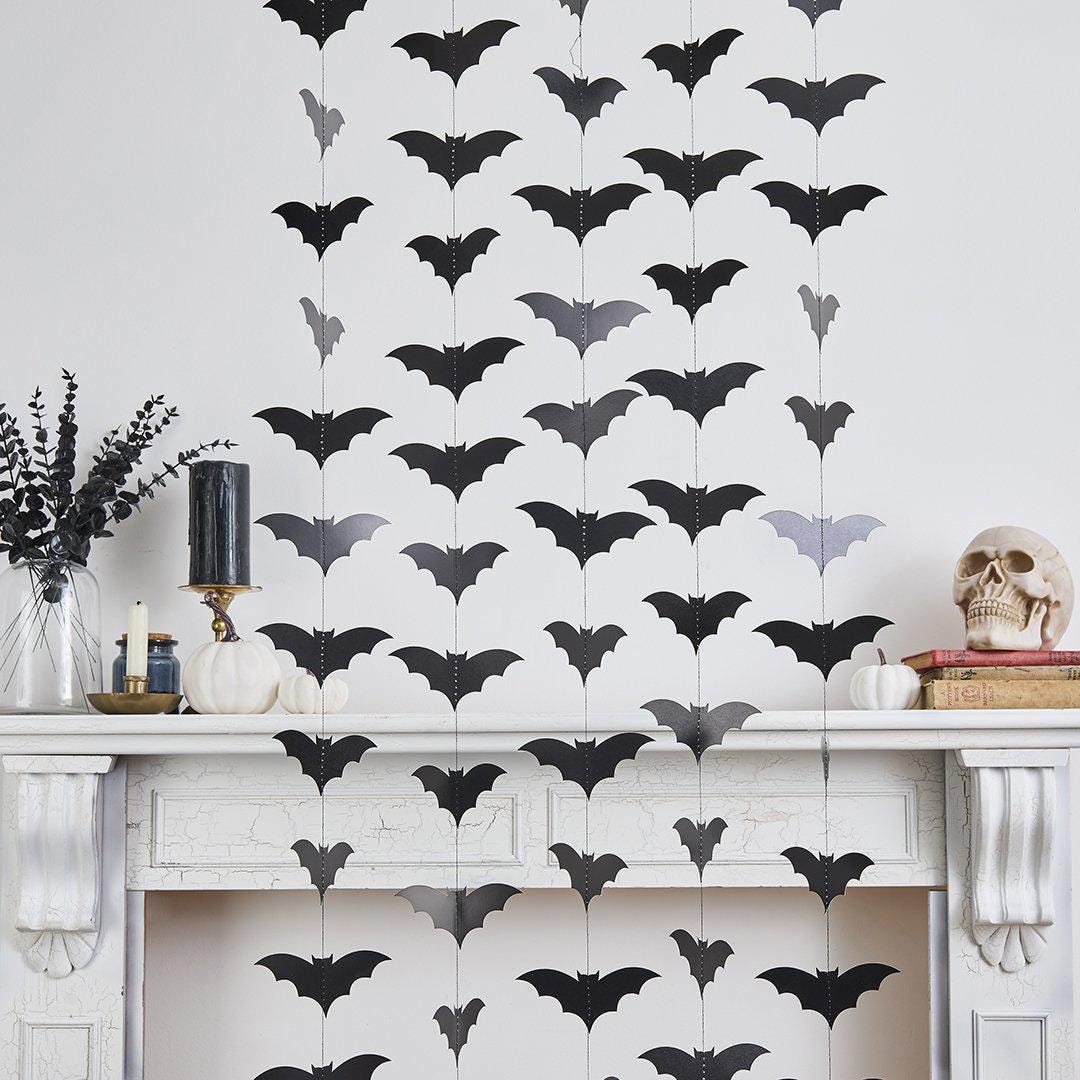 Black Bat Backdrop - Halloween Backdrop - Card Bats - Black Bats - Halloween Party Decorations - Creepy Chic Halloween - 20m - Jolie Fete UK