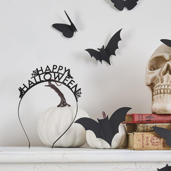 Happy Halloween Headband - Black Halloween Accessories - Black Metal Headband - Halloween Party Decorations - Creepy Chic Halloween - Jolie Fete UK