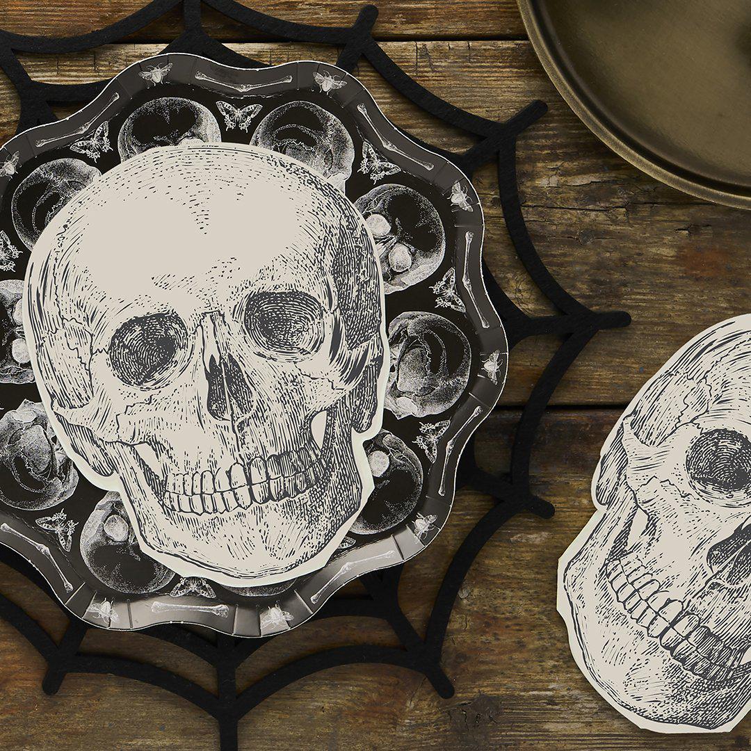 Halloween Skull Napkins - Black & White Skull Paper Napkins - Halloween Party Decorations - Creepy Chic Halloween - Pack Of 16 - Jolie Fete UK