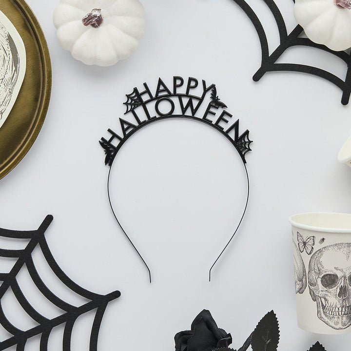 Happy Halloween Headband - Black Halloween Accessories - Black Metal Headband - Halloween Party Decorations - Creepy Chic Halloween - Jolie Fete UK