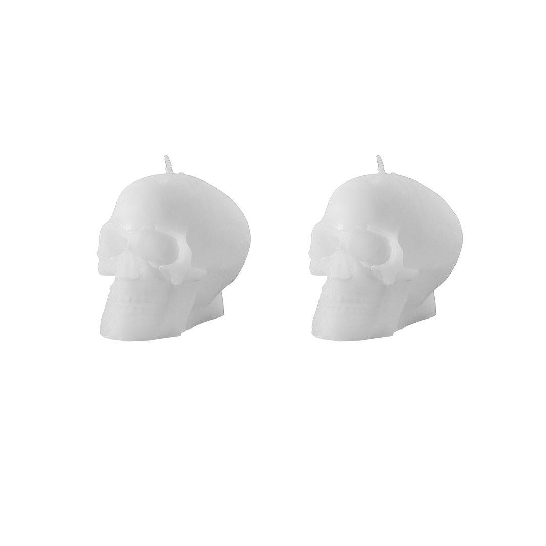 Halloween Mini Skull Candles - White Skull Candle - Halloween Party Decorations - Halloween Home Decor - Creepy Chic Halloween - Pack Of 2 - Jolie Fete UK