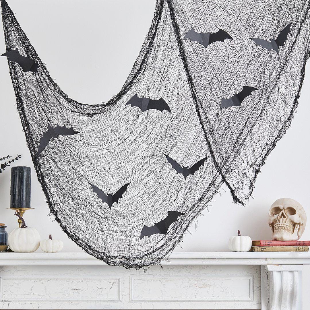 Halloween Black Net Decoration - Black Bats Halloween Decor - Halloween Party Decorations - Creepy Chic Halloween - Jolie Fete UK