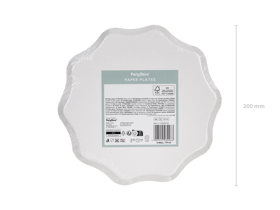 Cream Floral Paper Plates - Gold Foil Botanical Plates - Elegant Tea Party Tableware - Baby Shower - Bridal Brunch Decor - 20cm - Pack Of 6 - Jolie Fete UK