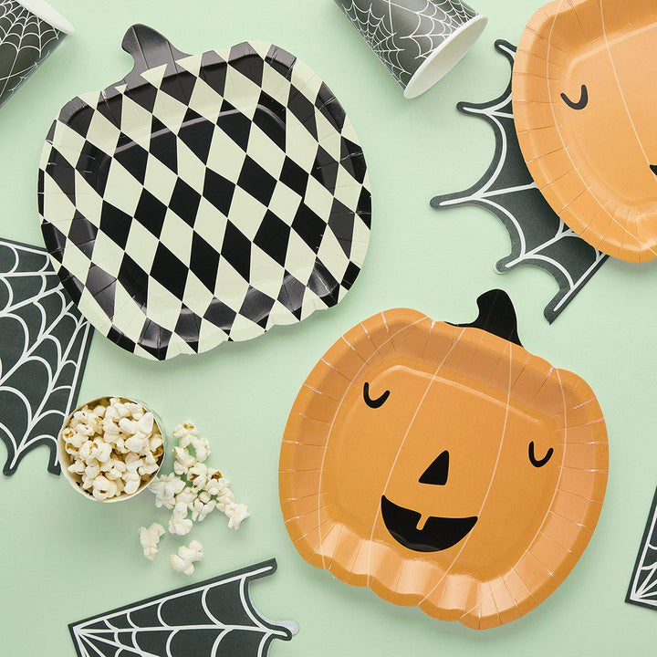 Halloween Plates - Pumpkin Halloween Party Paper Plates - Halloween Party Decorations - Halloween Table - Retro Halloween - Pack Of 8 - Jolie Fete UK