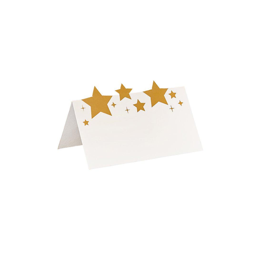Gold Star Place Cards - Gold & White Christmas Table Place Cards - Gold Stars - Christmas Party Decorations - Holiday Decor - Pack Of 10 - Jolie Fete UK