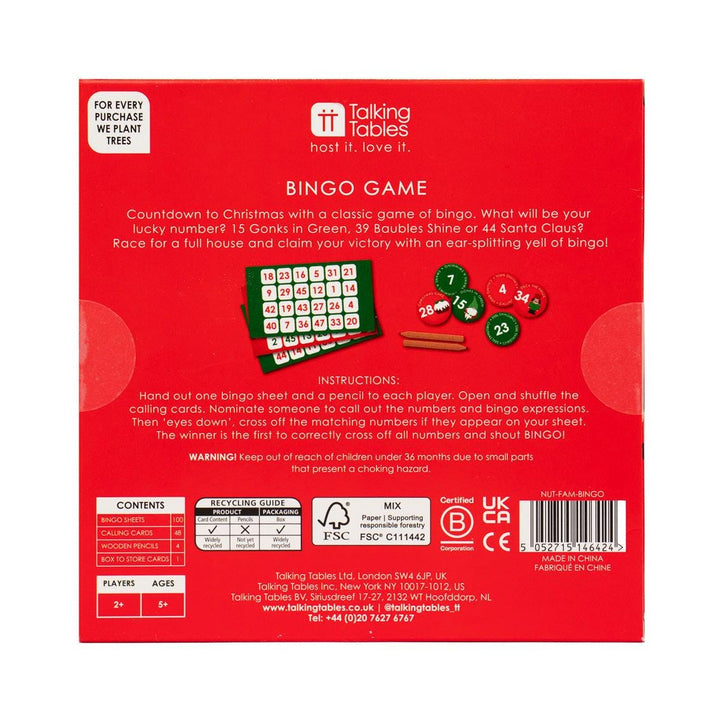 Christmas Bingo Game - Family Christmas Game - After Dinner Game - Christmas Party Game - Family Games Night - Stocking Filler - Jolie Fete UK