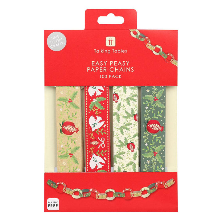Christmas Paper Chains - Traditional Christmas Garland - Christmas Party Decorations - Tree Decor - Multicoloured -Holiday Decor-Pack Of 100 - Jolie Fete UK