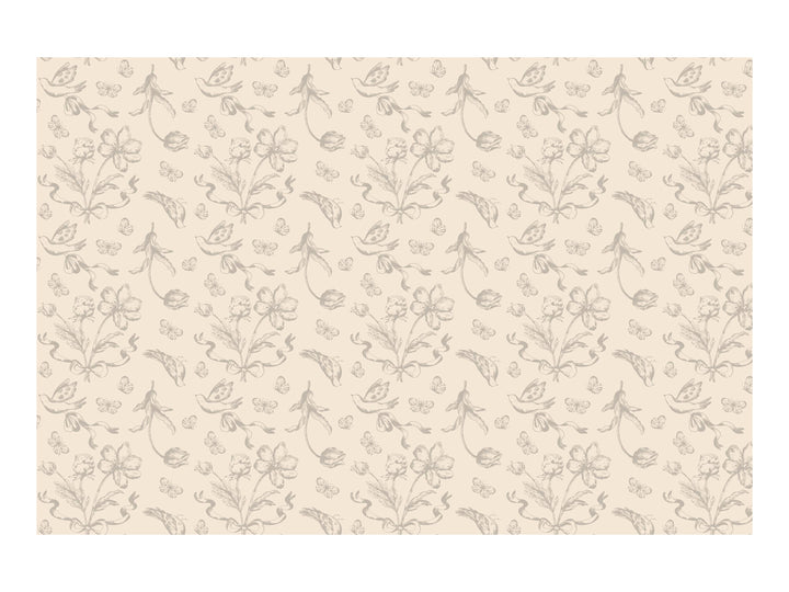 Vintage Floral Tablecloth - Botanical Garden Party Table Cover - Cream & Beige Tablecloth - Bridal Shower - Baby Shower Decor - 180 x 120cm - Jolie Fete UK