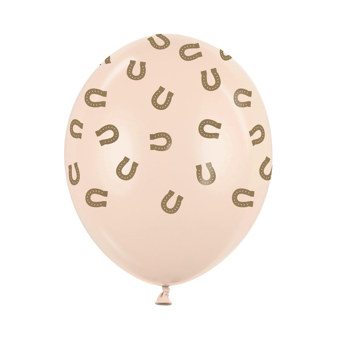 Blush Cream & Brown Horseshoe Balloons - Horse Party Balloons - Birthday Party Decorations - Western Party Theme - Farm Party-30cm Pack Of 6 - Jolie Fete UK