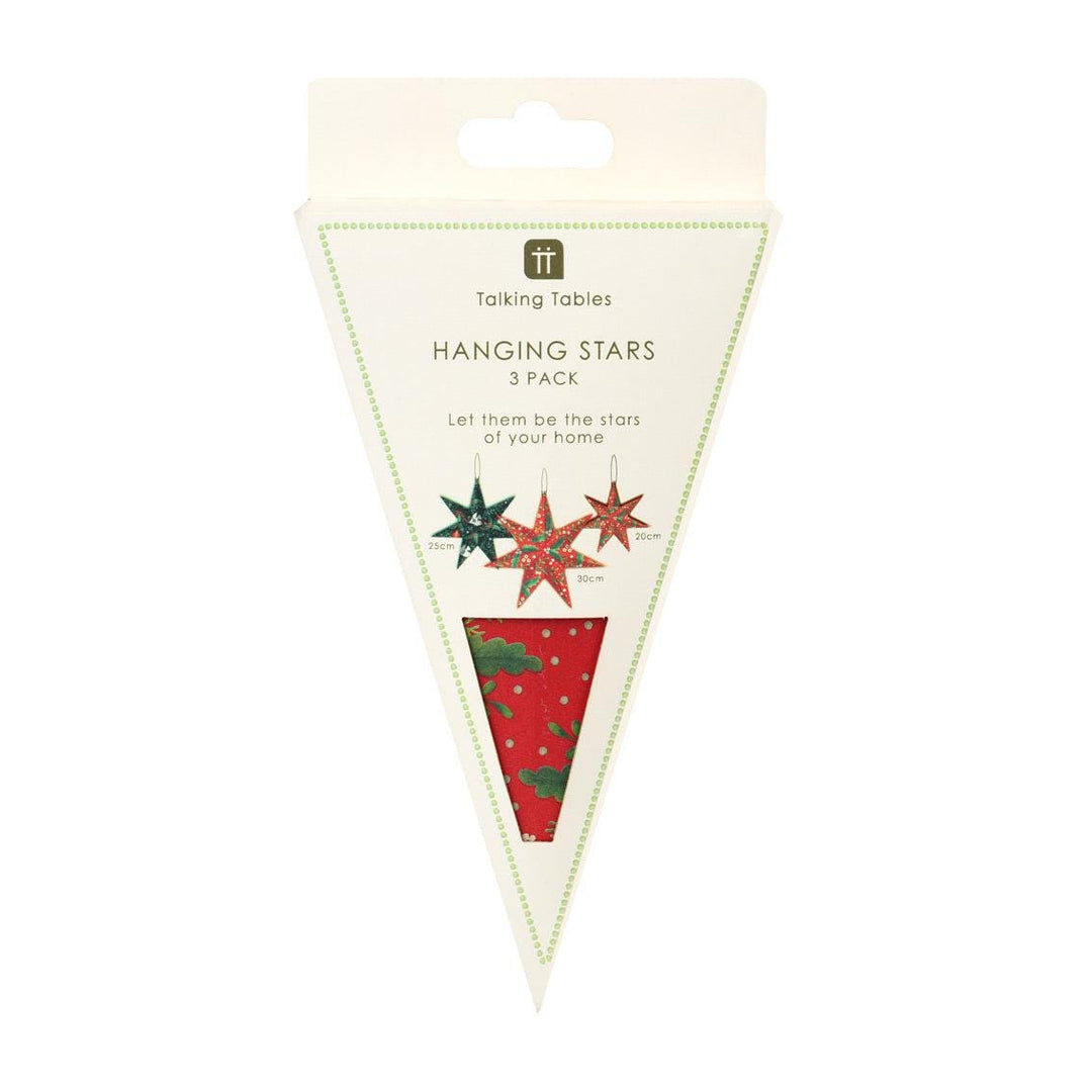 Christmas Paper Stars - Christmas Tree Decorations - Christmas Decorations - Red & Green Decorations - Holiday Decor - 2 Colours - Pack Of 3 - Jolie Fete UK