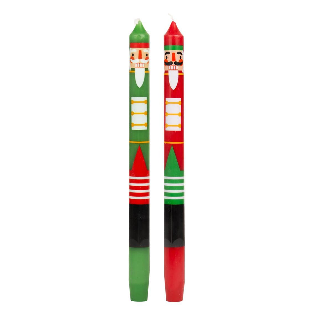 Nutcracker Christmas Dinner Candles - Red & Green Christmas Table Candles -Christmas Decorations -Christmas Gifts-Stocking Fillers-Pack Of 2 - Jolie Fete UK