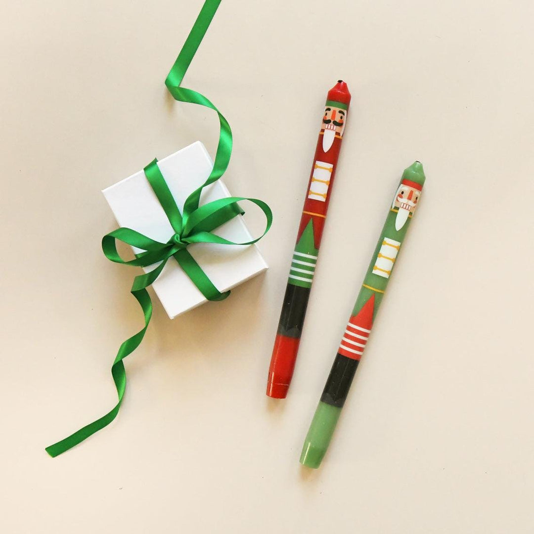 Nutcracker Christmas Dinner Candles - Red & Green Christmas Table Candles -Christmas Decorations -Christmas Gifts-Stocking Fillers-Pack Of 2 - Jolie Fete UK
