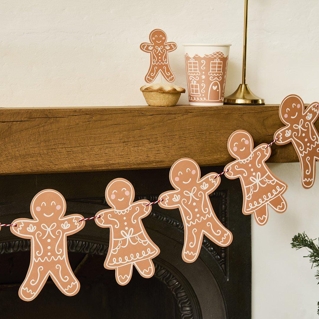 Gingerbread Friends Bunting - Gingerbread Christmas Banner - Christmas Decorations - Holiday Decor - 2m - Jolie Fete UK