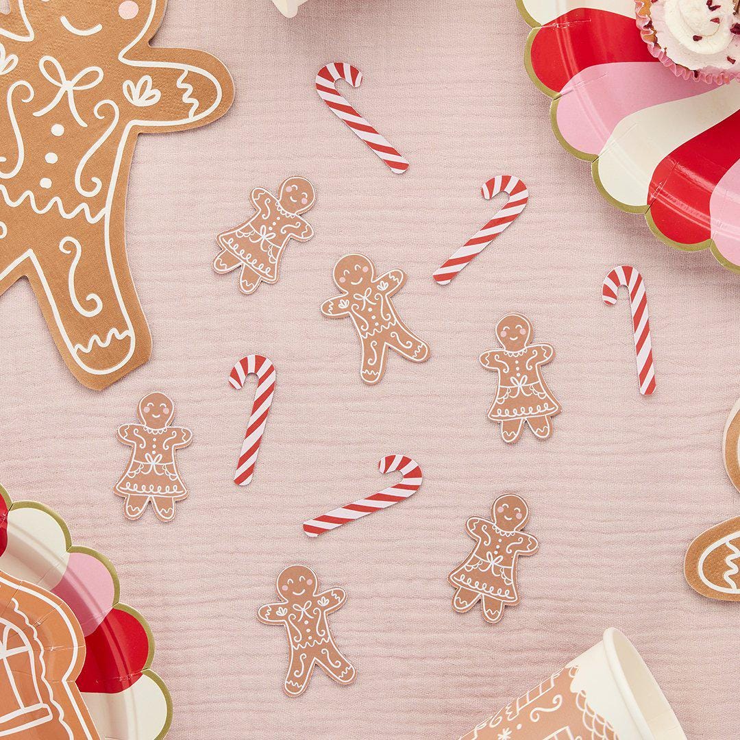 Gingerbread & Candy Cane Table Scatter - Gingerbread Christmas Table Confetti - Christmas Decorations - Holiday Decor - Christmas Craft - Jolie Fete UK