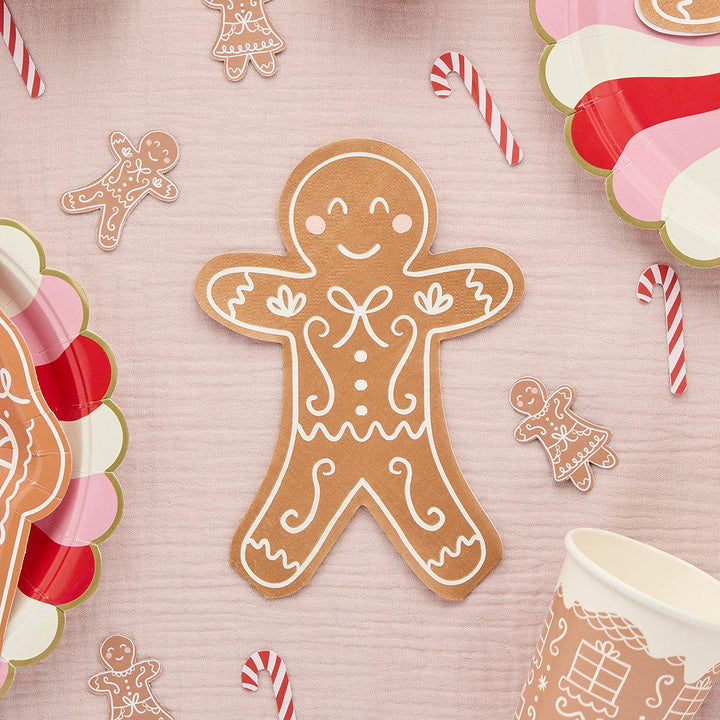 Gingerbread Napkins - Gingerbread Man Paper Napkins - Christmas Table Setting - Christmas Decorations - Holiday Decor -Kids Party-Pack Of 16 - Jolie Fete UK