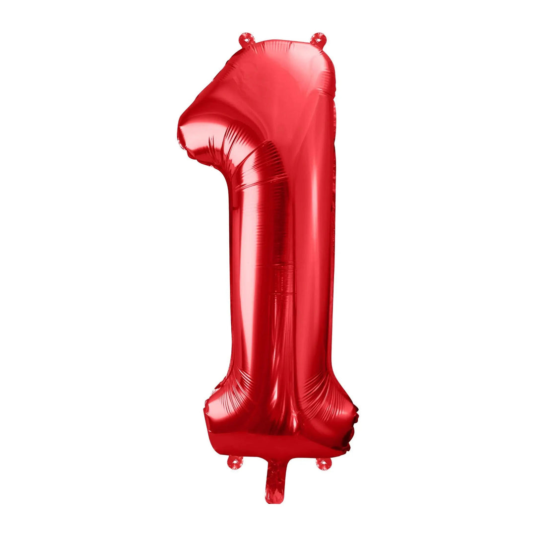 Giant Red Foil Number 1 Balloon 86cm - 1st Birthday Party Decoration - 10th Birthday - 21st Birthday - Self Sealing - Metallic - Jolie Fete UK