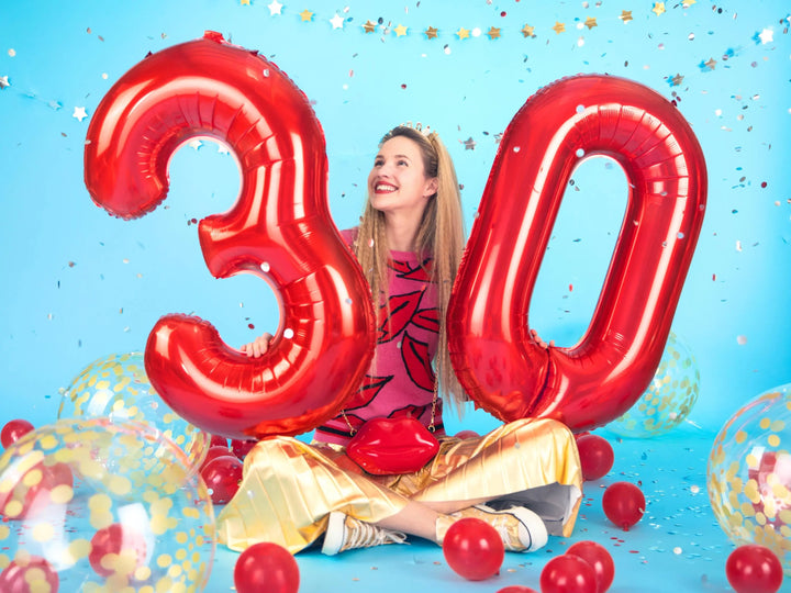 Red Number 4 Foil Balloon 86cm - Giant Metallic 4th Birthday Balloon - 40th Birthday Balloon - Red Balloon - Helium Balloon - Air Balloon - Jolie Fete UK