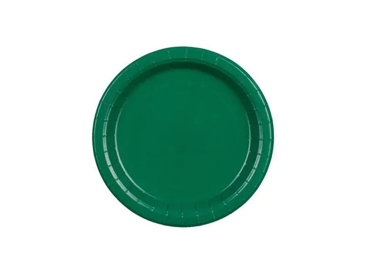 Green Paper Plates 18cm - Dark Green Party Tableware - Eco Friendly Disposable Plates - 6 Pack - Birthday Party Supplies - Dinosaur Party - Jolie Fete UK