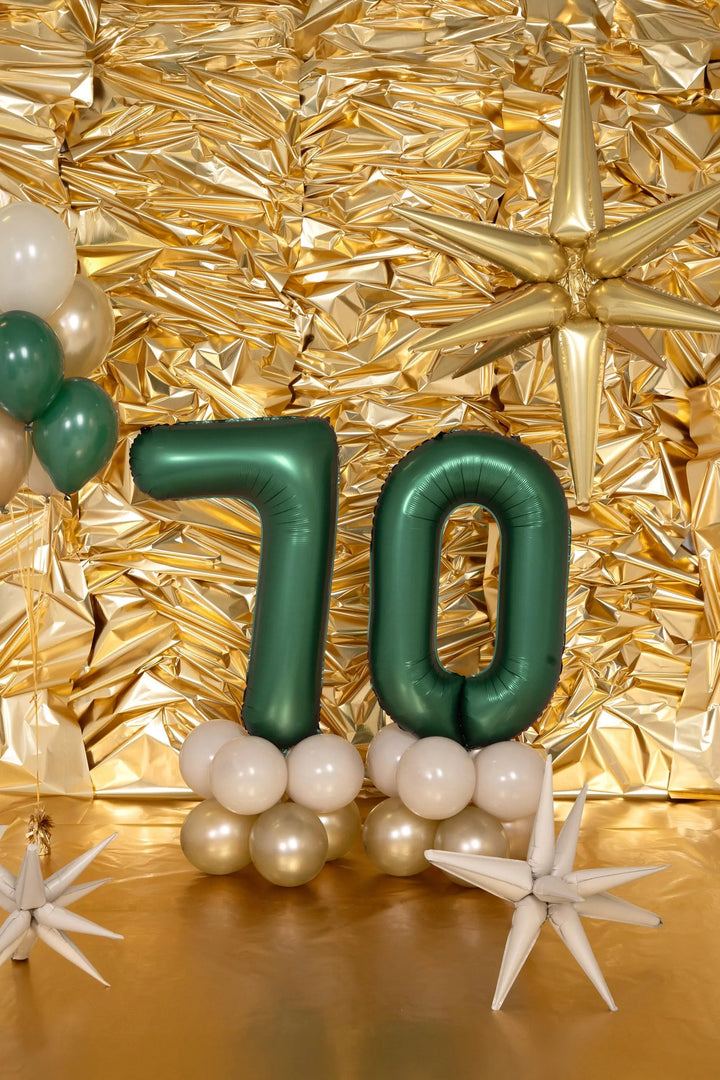 Green Number 0 Foil Balloon 86cm - Satin Finish - Birthday Party - Anniversary Balloon - 10th Birthday - 30th Birthday - 40th Birthday - Jolie Fete UK
