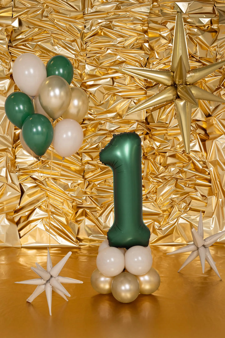 Giant Number 1 Green Foil Balloon 86cm - Satin Green Balloon - 21st Birthday - 1st Birthday - 10th Birthday - Anniversary - Jolie Fete UK