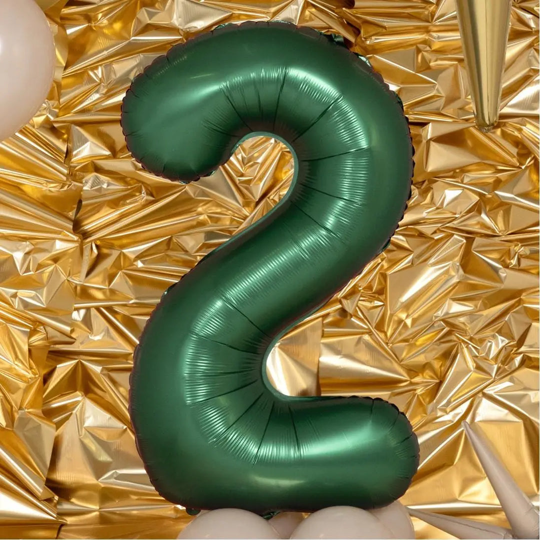 Giant Green Number 2 Foil Balloon 86cm - Satin Finish - 2nd Birthday Party Decoration - 21st Birthday - Large Numeral Balloon - Jolie Fete UK