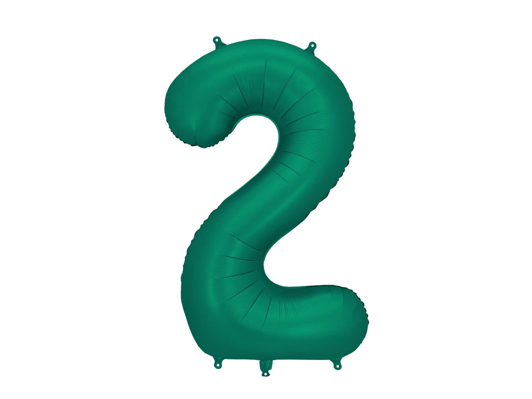 Giant Green Number 2 Foil Balloon 86cm - Satin Finish - 2nd Birthday Party Decoration - 21st Birthday - Large Numeral Balloon - Jolie Fete UK