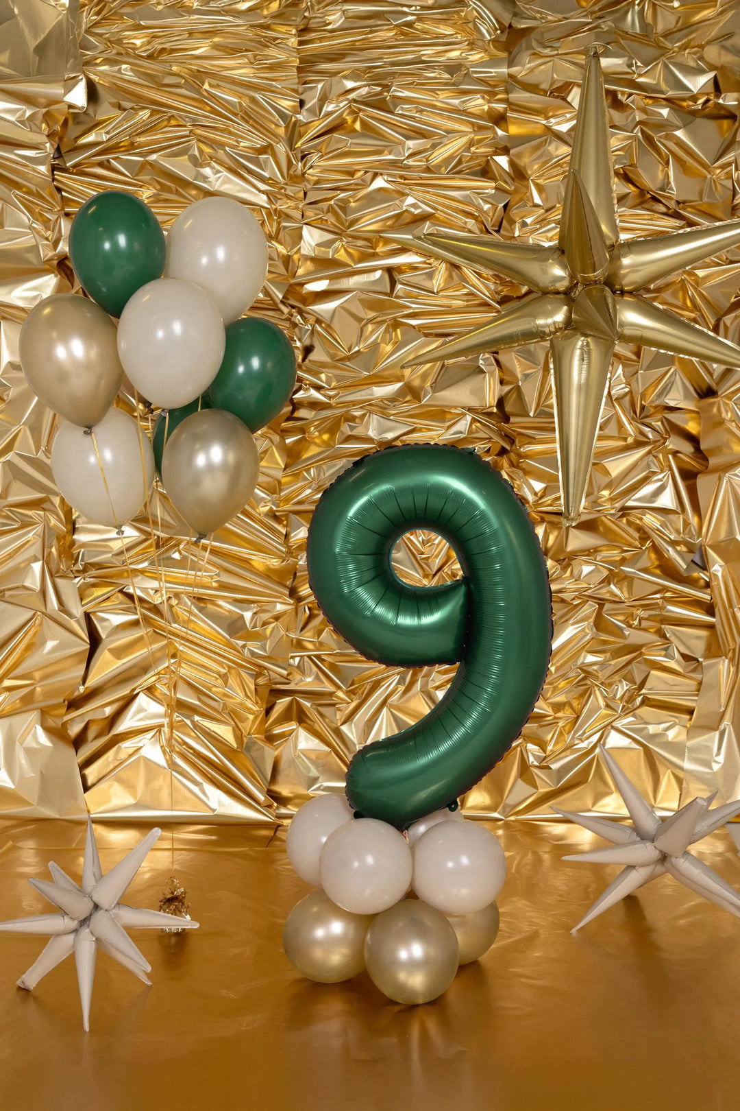 Giant Green Number 9 Foil Balloon 86cm - Ninth Birthday Party Decoration - 19th Birthday - 90th Birthday - Satin Finish - Age 9 Balloon - Jolie Fete UK