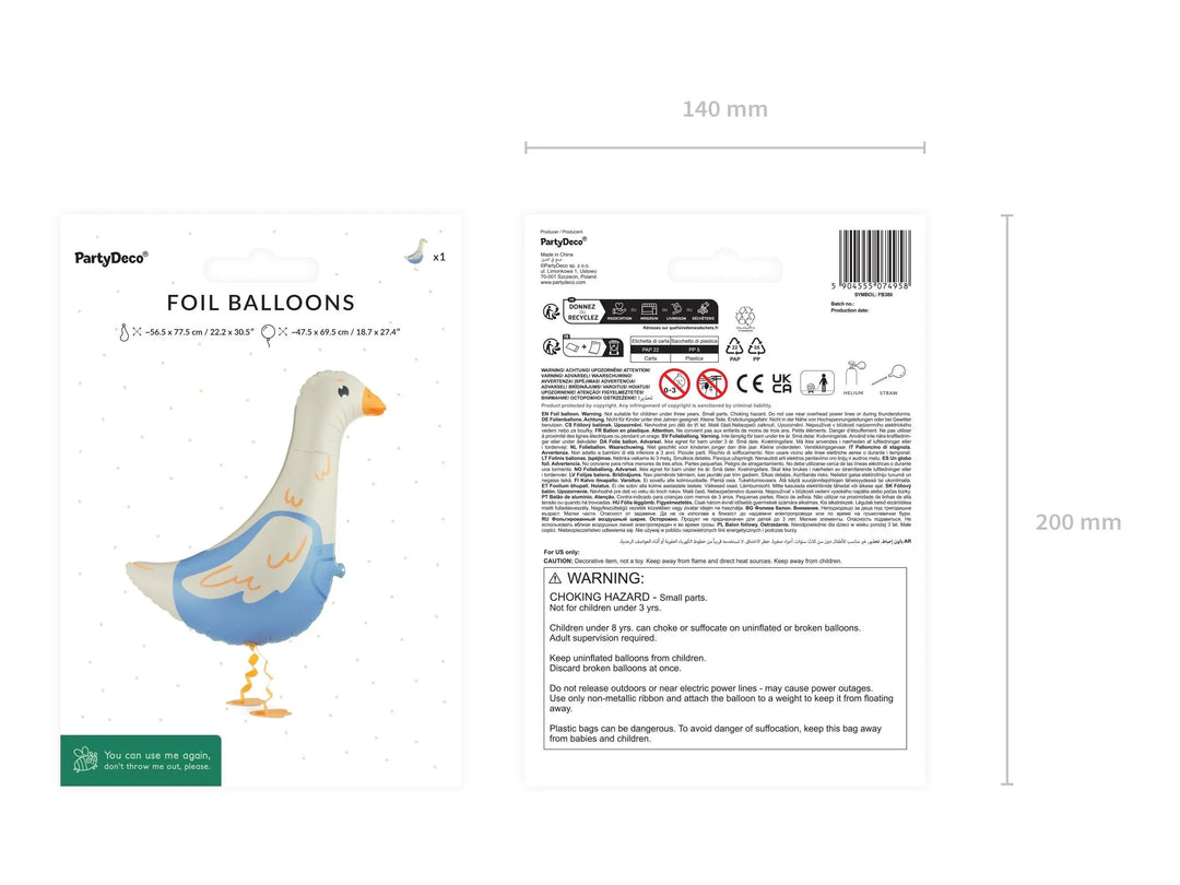 Goose Foil Balloon - Walking Animal Balloon - Silly Goose - One Silly Goose Party - Helium Balloon - Baby Shower - Kids Birthday-47.5x69.5cm - Jolie Fete UK
