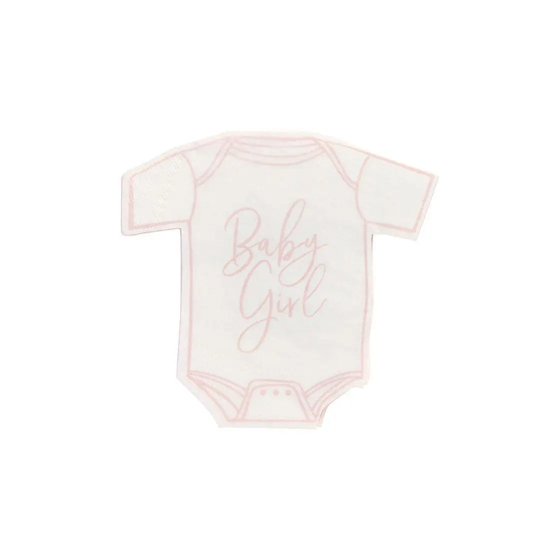 Pink Baby Girl Babygrow Paper Napkins Pack of 16 - Baby Shower Tableware - Girl Party Supplies - New Baby Decorations - Babygrow Napkins - Jolie Fete UK