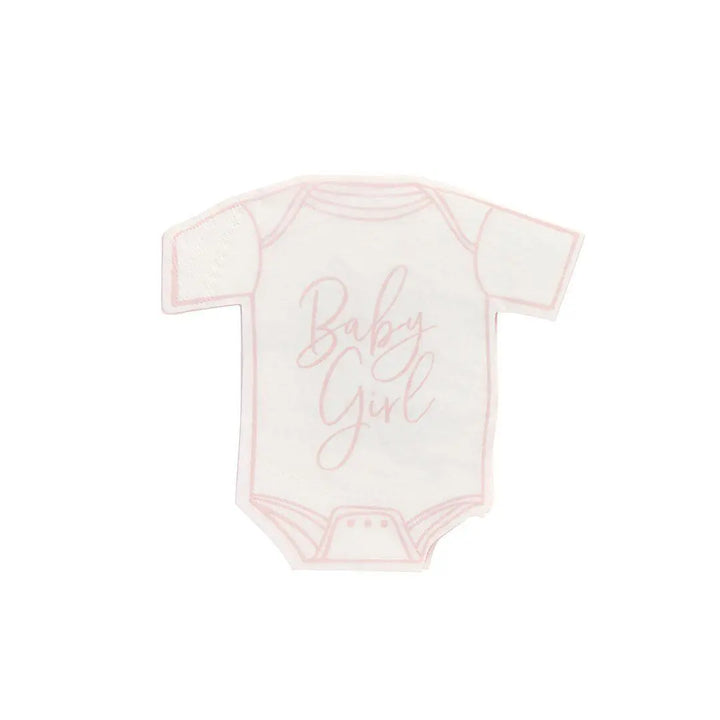Pink Baby Girl Babygrow Paper Napkins Pack of 16 - Baby Shower Tableware - Girl Party Supplies - New Baby Decorations - Babygrow Napkins - Jolie Fete UK