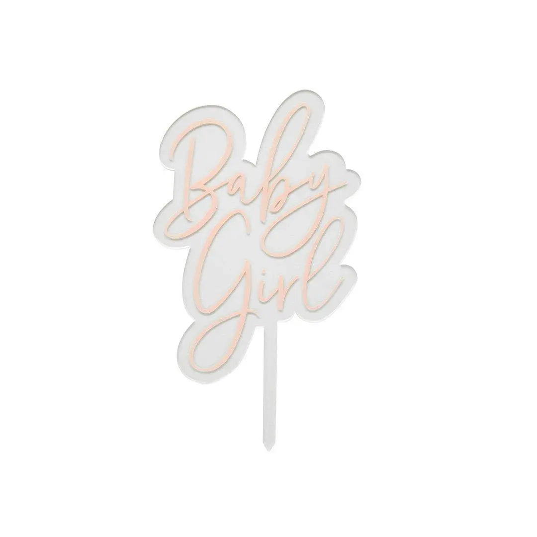 Pink Baby Girl Acrylic Cake Topper - Baby Shower Cake Decoration - Elegant Showstopper - Gender Reveal Party Cake Topper - Jolie Fete UK