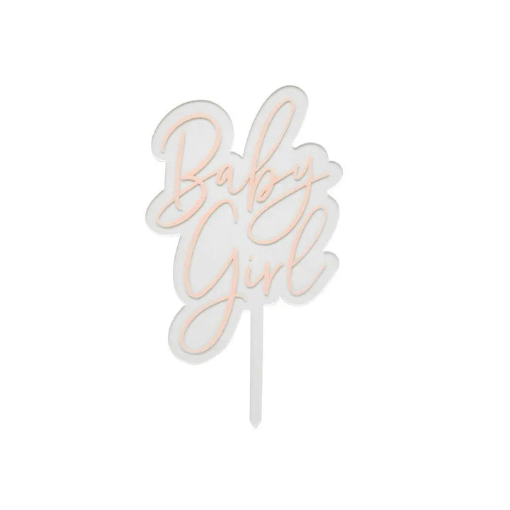 Pink Baby Girl Acrylic Cake Topper - Baby Shower Cake Decoration - Elegant Showstopper - Gender Reveal Party Cake Topper - Jolie Fete UK