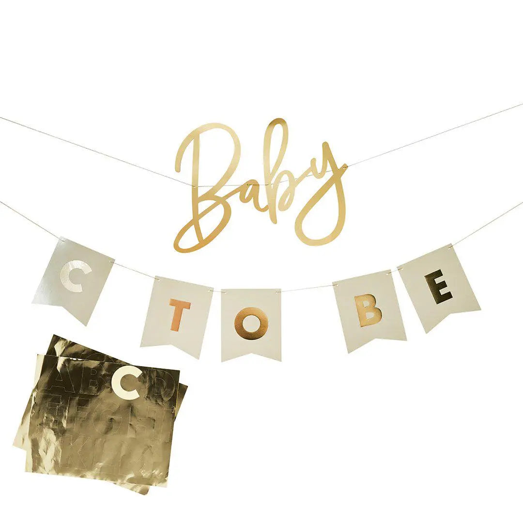 Baby To Be Customisable Card Banner - Baby Shower Bunting - Personalised Initial Baby Bunting - Baby Shower Decorations - 2m - Jolie Fete UK