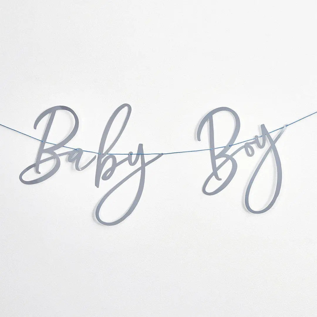 Blue Baby Boy Card Banner 2m - Baby Shower Decoration - Boy Baby Shower Banner - Party Bunting Sign - Baby Shower Bunting - Gender Reveal - Jolie Fete UK