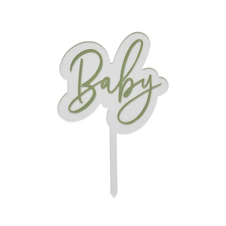 Sage Green Baby Acrylic Cake Topper - Baby Shower Cake Decoration - Elegant Showstopper - Gender Neutral Party - Baby Cake Topper - Jolie Fete UK