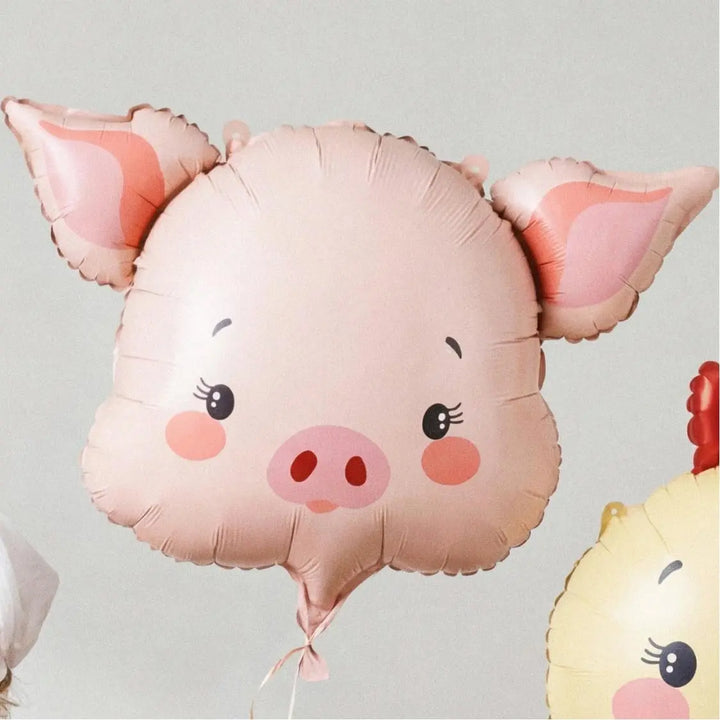 Pink Pig Balloon - Animal Party Balloon - Helium or Air Fill - Kids Birthday Party Decoration - Pig Theme Supplies - Farmyard Party -61x36cm - Jolie Fete UK