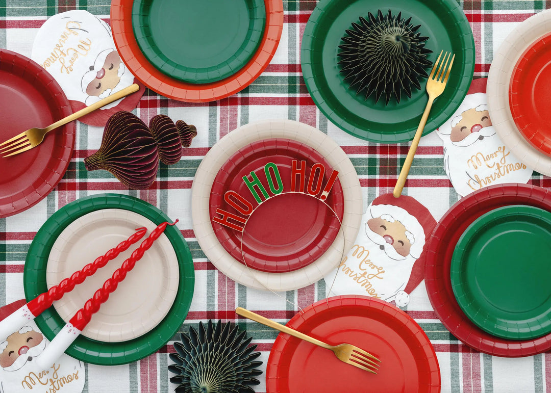 Red Paper Plates 23cm - Party Tableware - Birthday Party - Buffet Supplies - Pack of 6 - Circus Party - Disposable Round Plates-Pirate Party - Jolie Fete UK