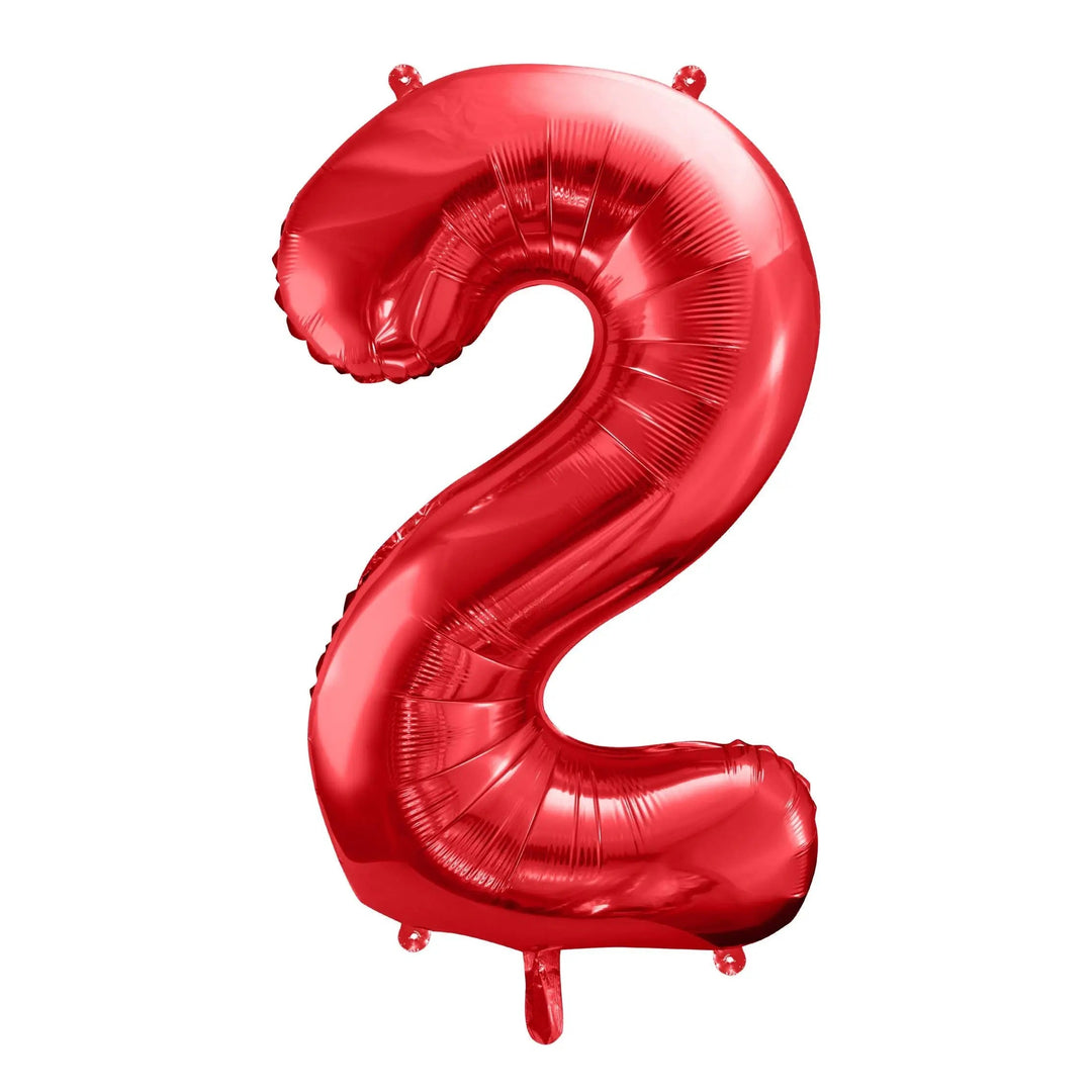 Red Number 2 Foil Balloon 86cm - Giant Metallic 2nd Birthday Balloon - 21st Birthday Balloon - Number Balloon - Circus Party Balloon - Jolie Fete UK