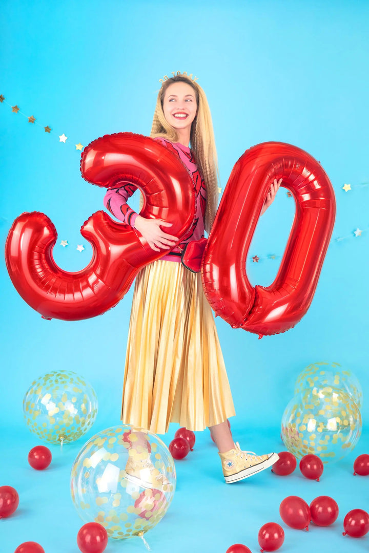Red Number 2 Foil Balloon 86cm - Giant Metallic 2nd Birthday Balloon - 21st Birthday Balloon - Number Balloon - Circus Party Balloon - Jolie Fete UK
