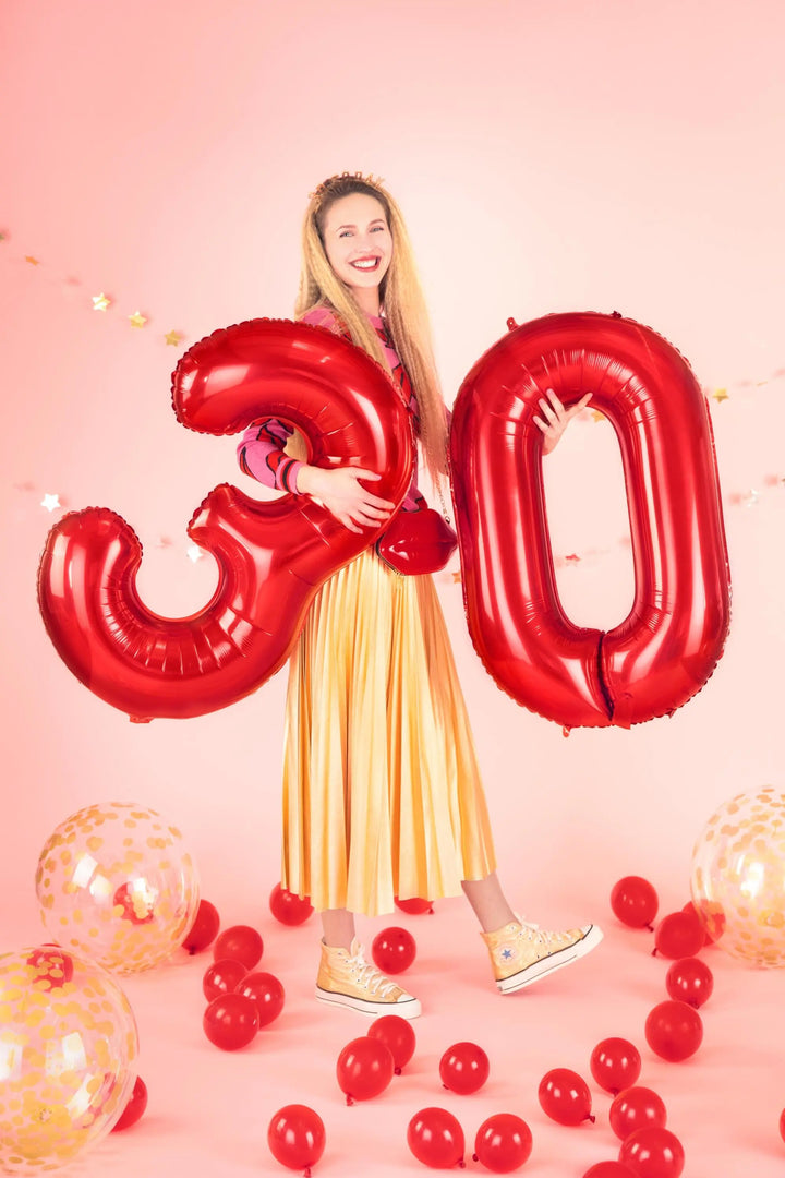 Red Number 4 Foil Balloon 86cm - Giant Metallic 4th Birthday Balloon - 40th Birthday Balloon - Red Balloon - Helium Balloon - Air Balloon - Jolie Fete UK